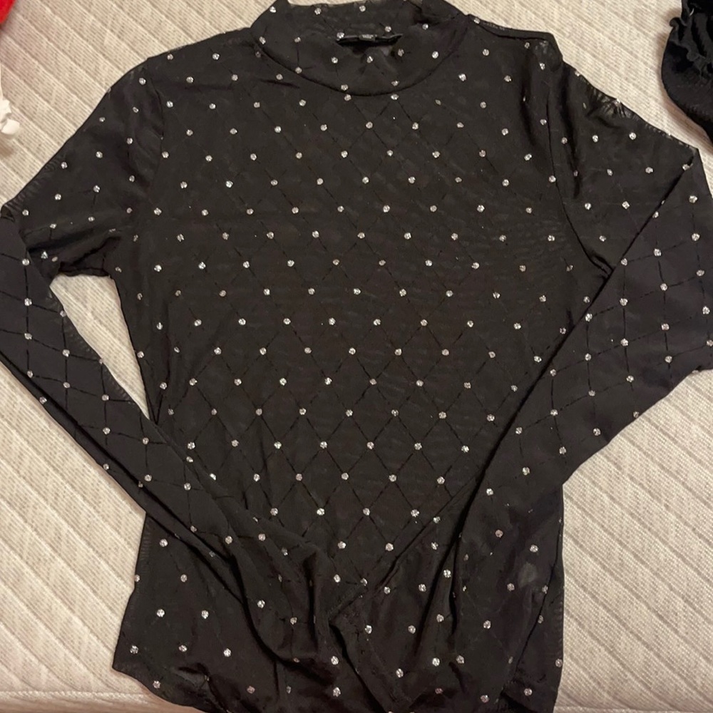 Cute black see through sparkly bodysuit